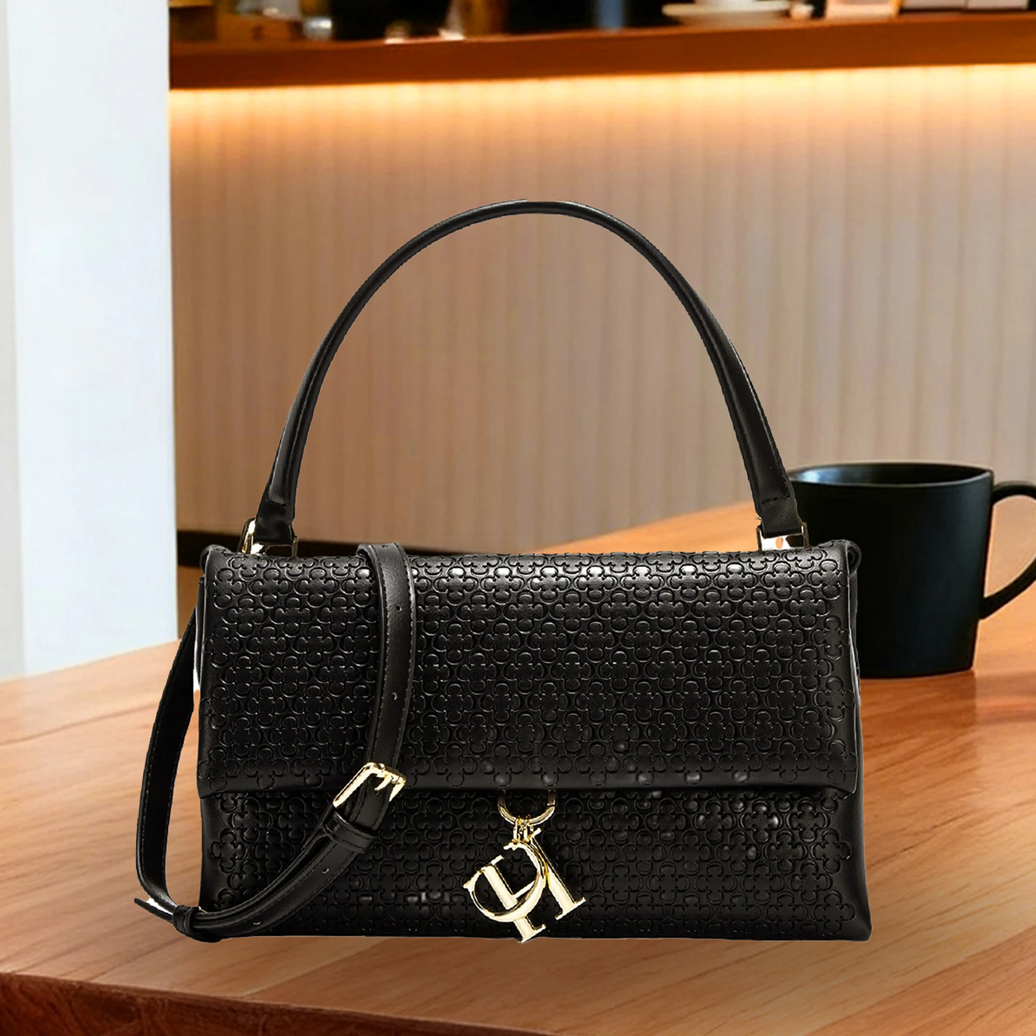 Women Bags Premium Brands - Elegant Handbag Monogram Embossing Metal Brand