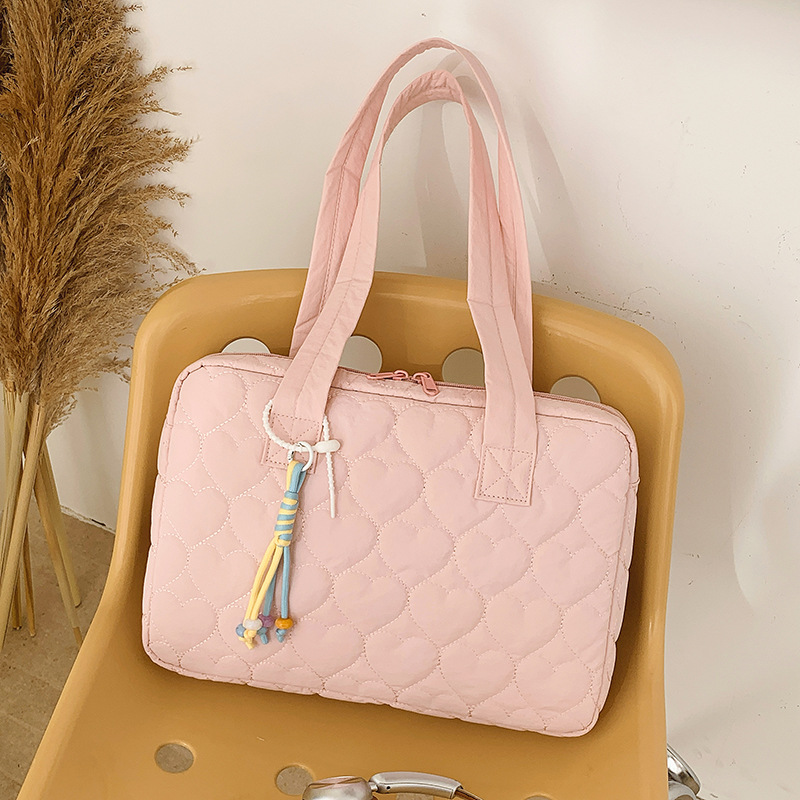 Women Bags With Laptop Compartment - New Heart Decor Shoulder Underarm Bag