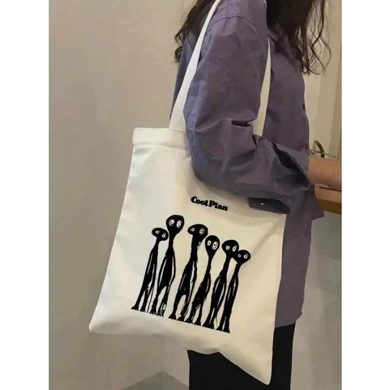 ROMWE Kawaii Bow Pattern Canva - Shopper Tote Canvas ulasan dan harga