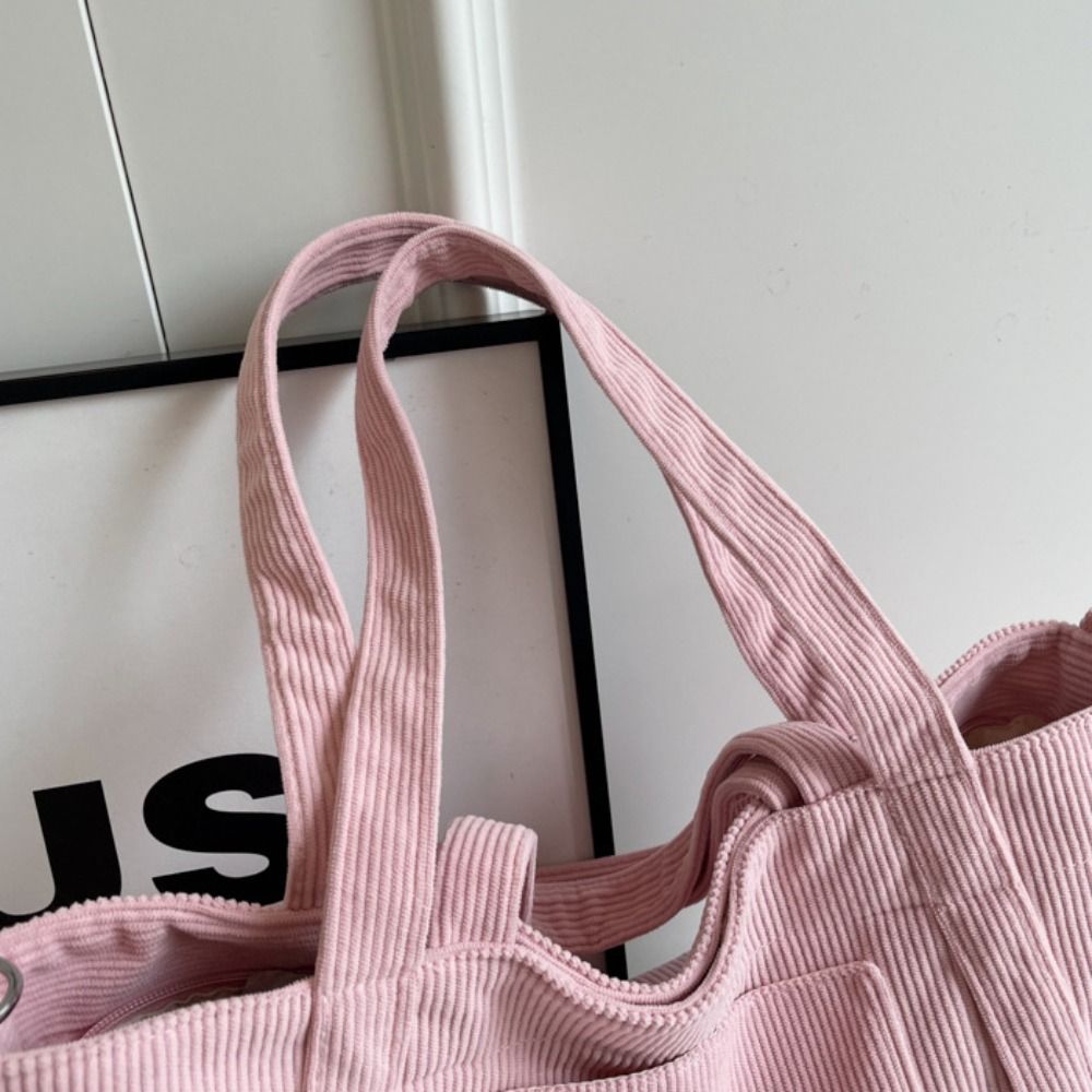 Casual Solid Color Corduroy Sh - Shopper Tote Canvas ulasan dan harga