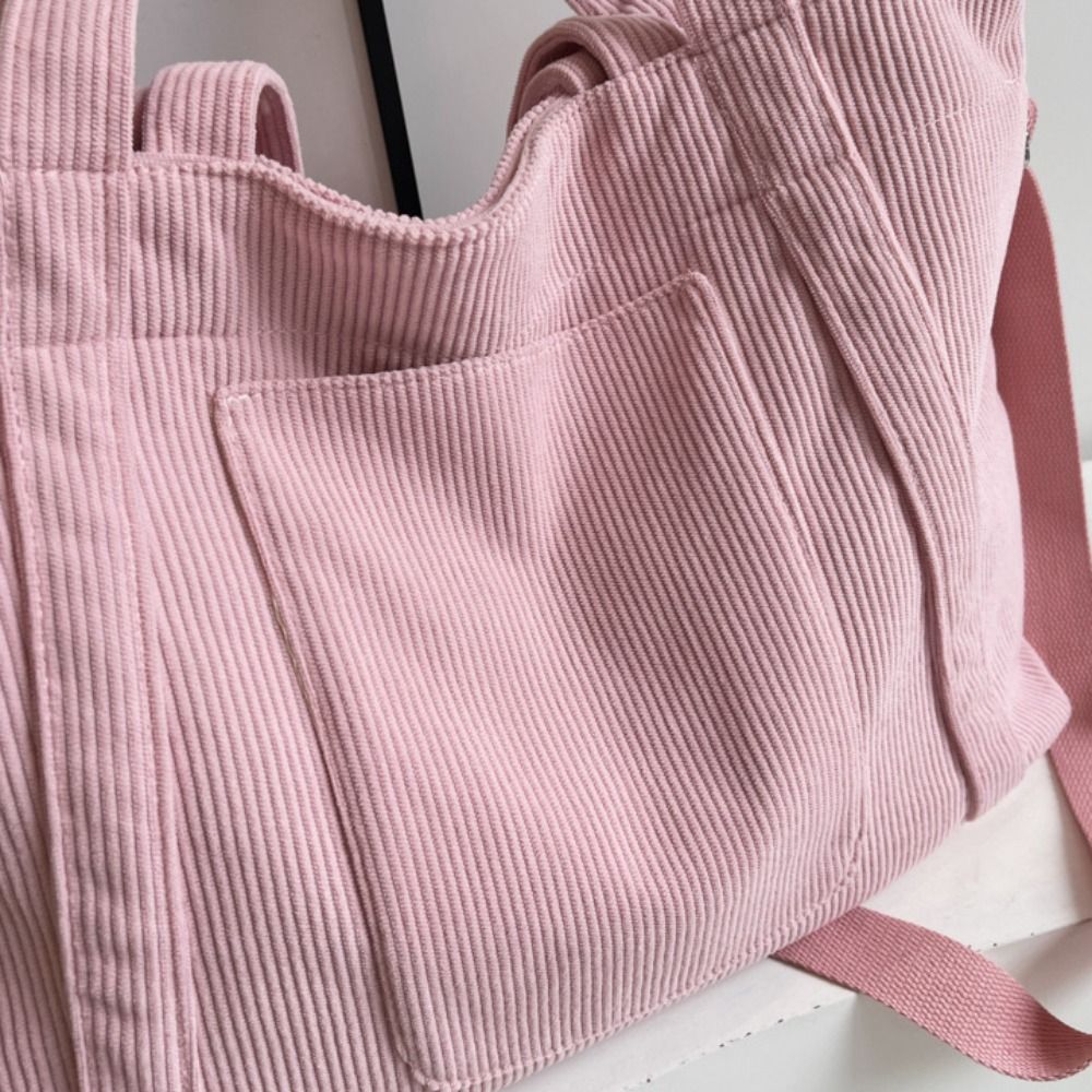 Casual Solid Color Corduroy Sh - Shopper Tote Canvas ulasan dan harga