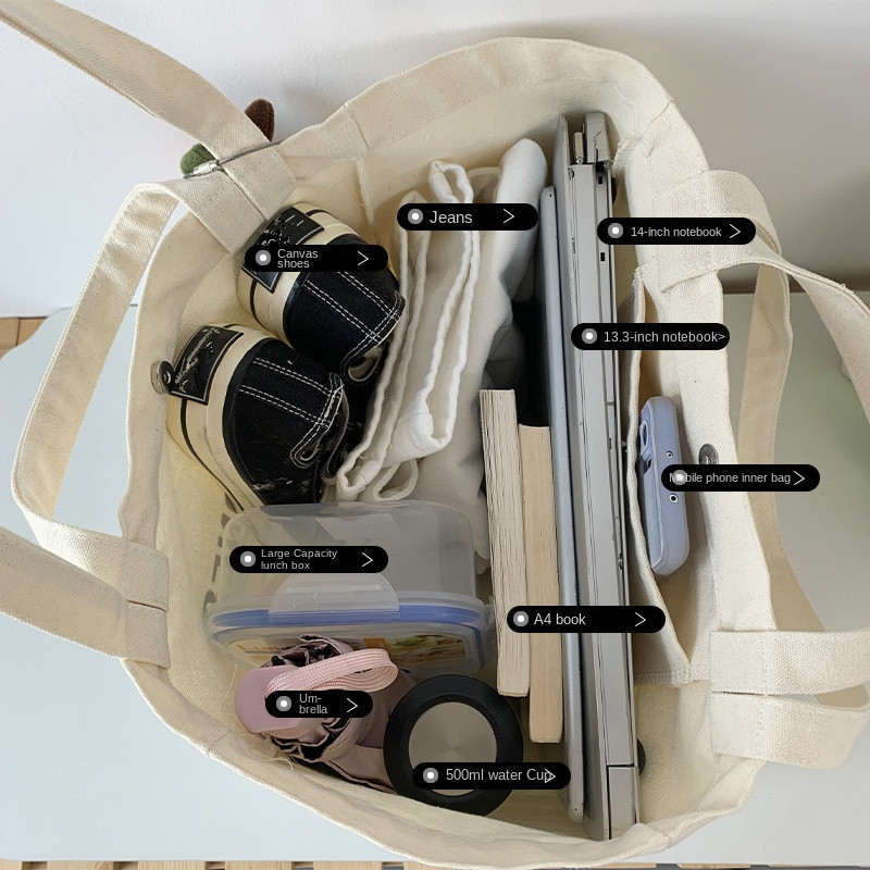 Letter ins Canvas Bag Student  - Women Bags With Laptop Compartment ulasan dan harga