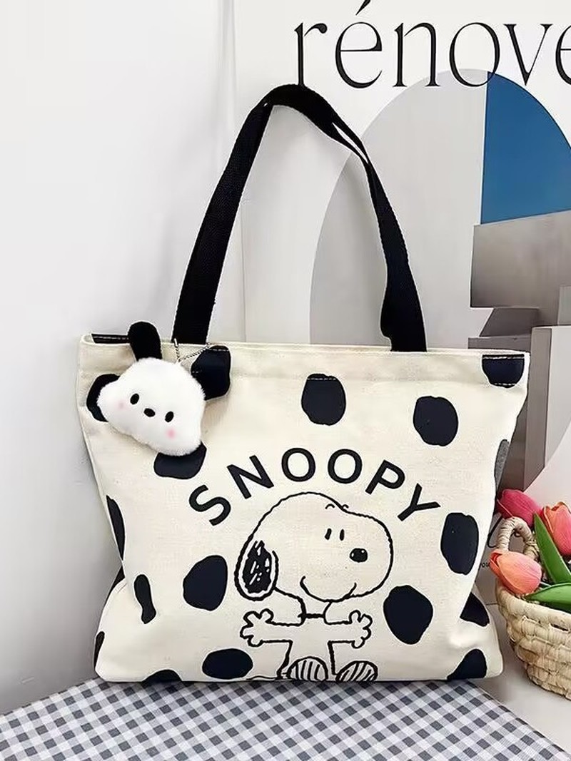 Cartoon Snoopy Canvas Shoulder - Shopper Tote Canvas ulasan dan harga