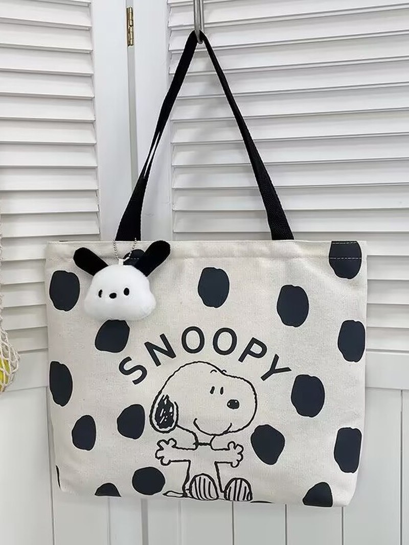 Cartoon Snoopy Canvas Shoulder - Shopper Tote Canvas ulasan dan harga