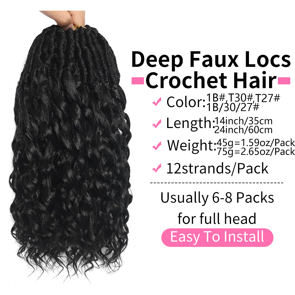 Deep Faux Locs Crochet Hair fo - Women Bags Pack ulasan dan harga