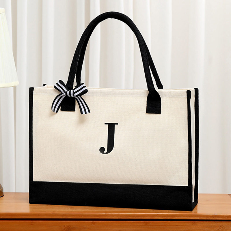 Simple canvas letter tote bag  - Shopper Tote Canvas ulasan dan harga