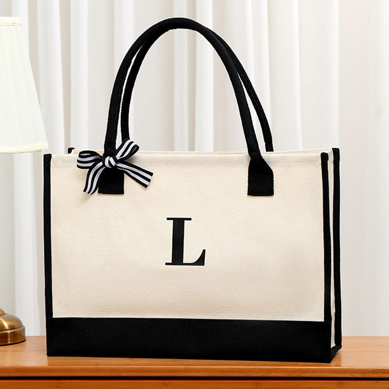 Simple canvas letter tote bag  - Shopper Tote Canvas ulasan dan harga
