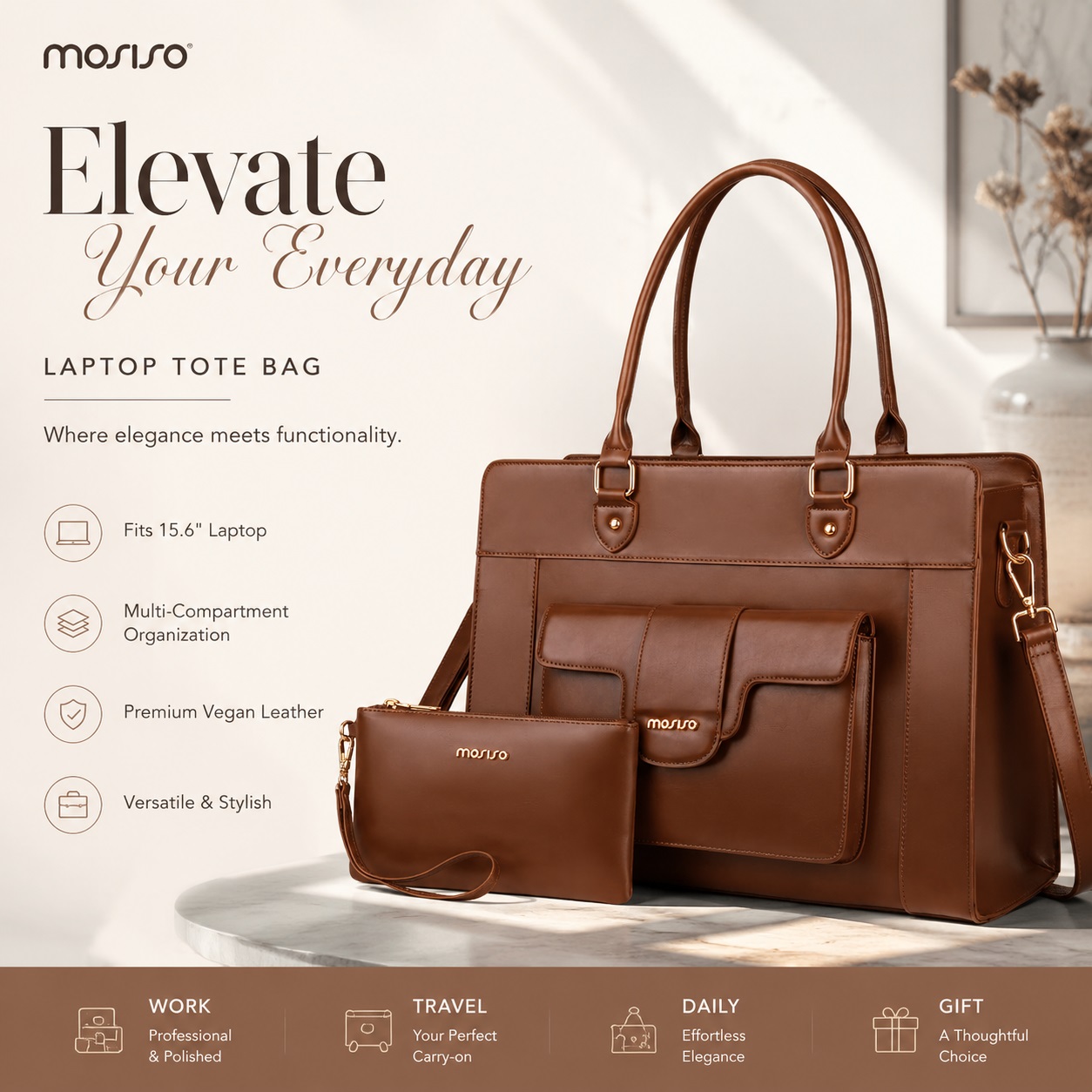MOSISO Laptop Tote Bag for Wom - Women Bags With Laptop Compartment ulasan dan harga