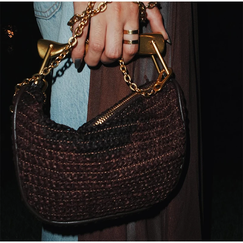 Gold Handle Brand Handwoven Ha - Women Bags High End Brands ulasan dan harga