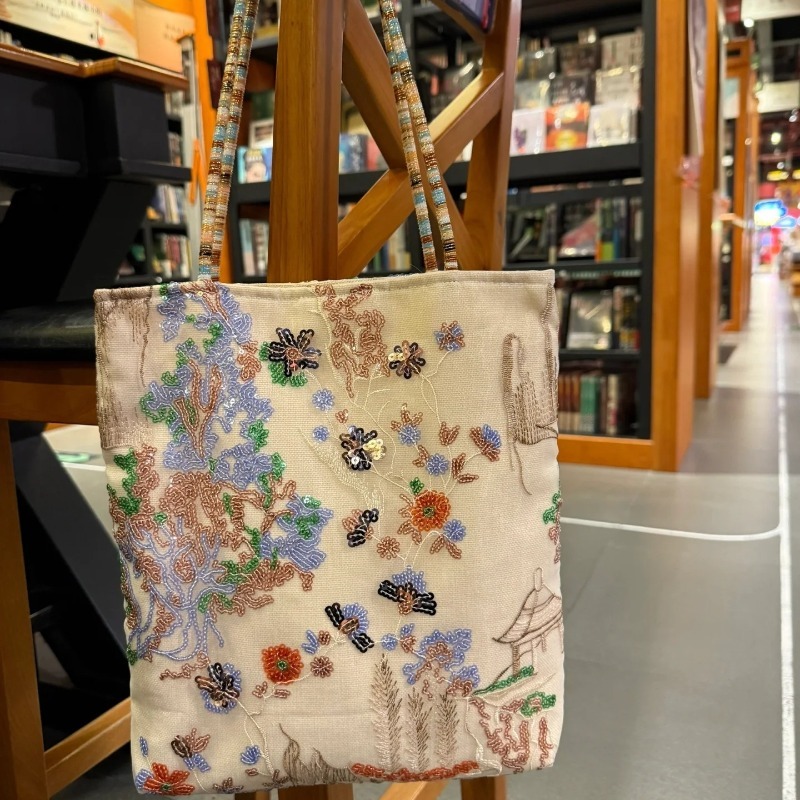 2026 New Chinese Style Embroid - Shopper Tote Canvas ulasan dan harga