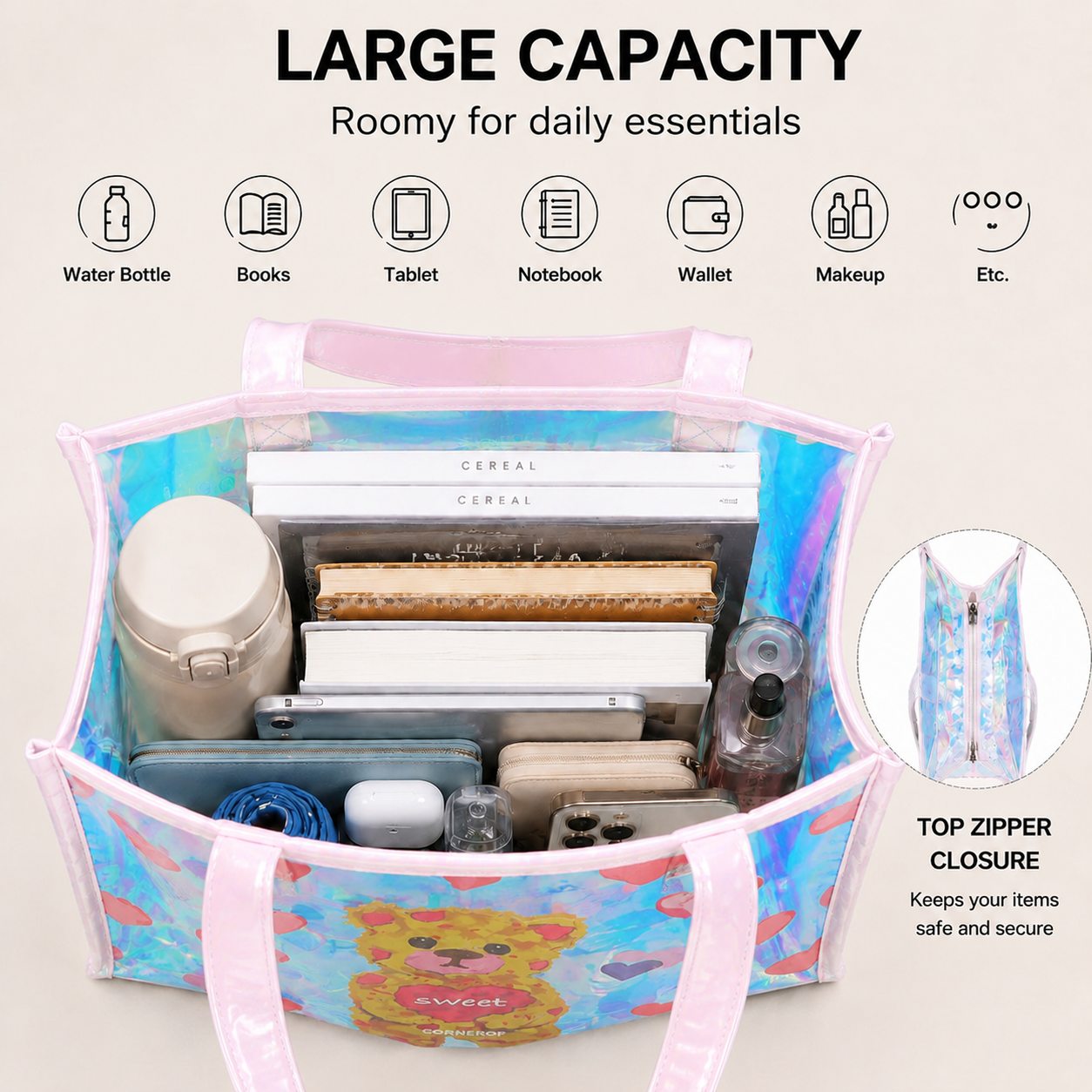 Holographic Transparent Tote B - Women Bags Lv ulasan dan harga