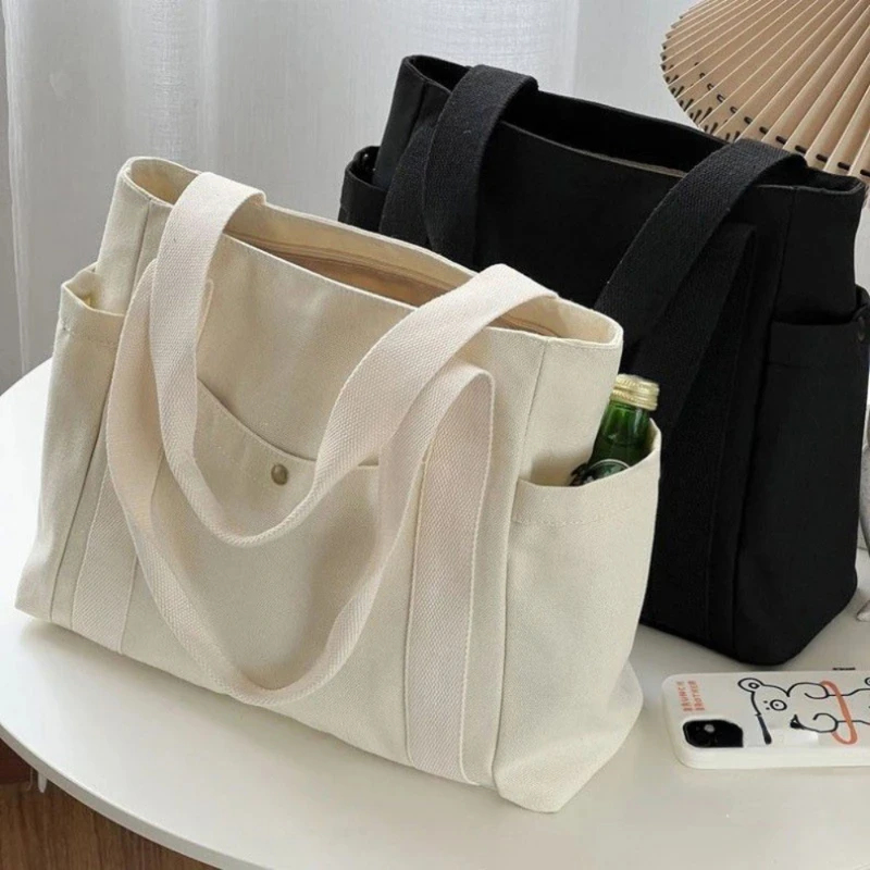 Large Capacity Canvas Tote Bag - Shopper Tote Canvas ulasan dan harga