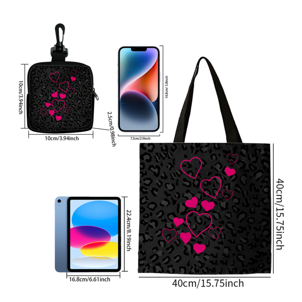 Black Leopard Print Pink Heart - Women Bags For Gift ulasan dan harga